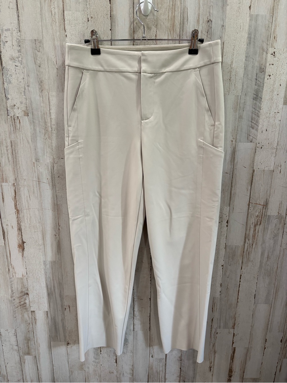 Athleta Stellar Straight Crop Pant Size 8 Ivory High Rise Stretch Travel Career